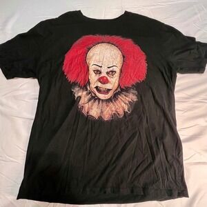 IT Movie Pennywise Large Graphic T-Shirt Mens Black Steven King Horror Clown Tee